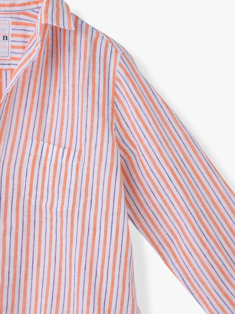 アイリーン イタリアンリネン  シャツ（マルチストライプ） 詳細画像 orange 2