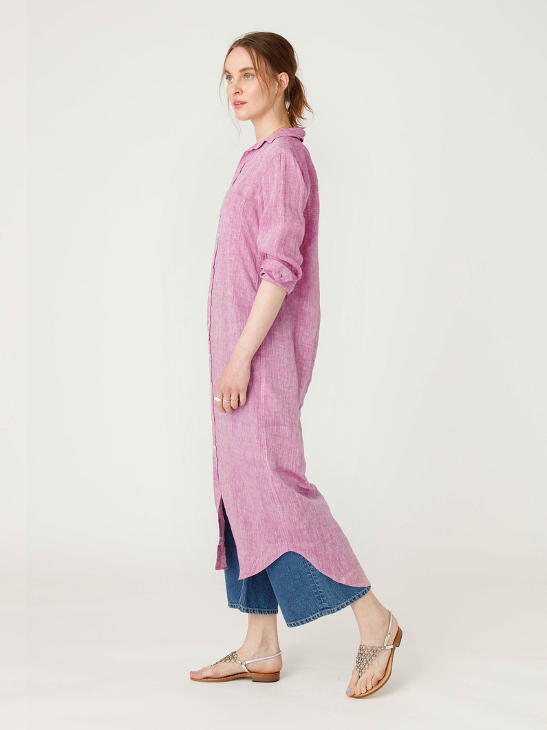 ローリー イタリアンリネン シャツドレス（パープル） 詳細画像 purple 2