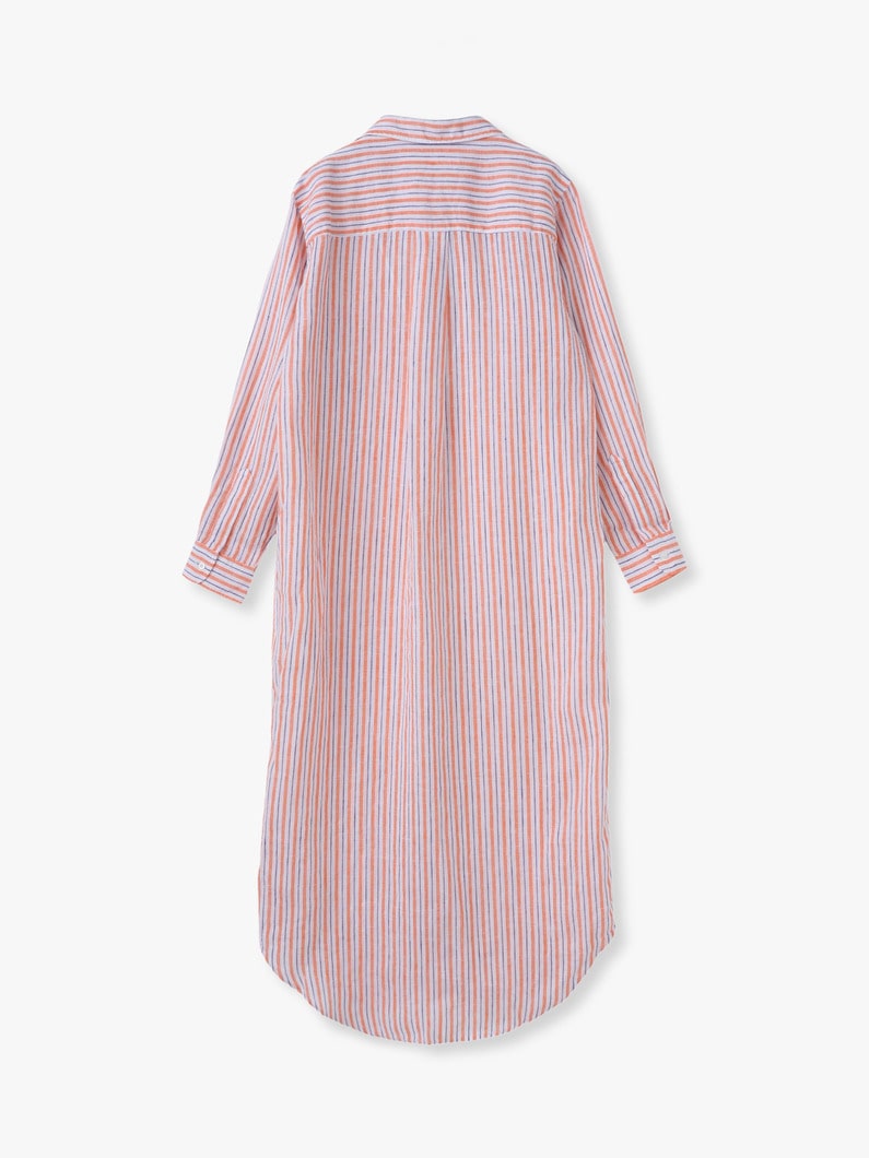 ローリー イタリアンリネン シャツドレス（マルチストライプ） 詳細画像 orange 1