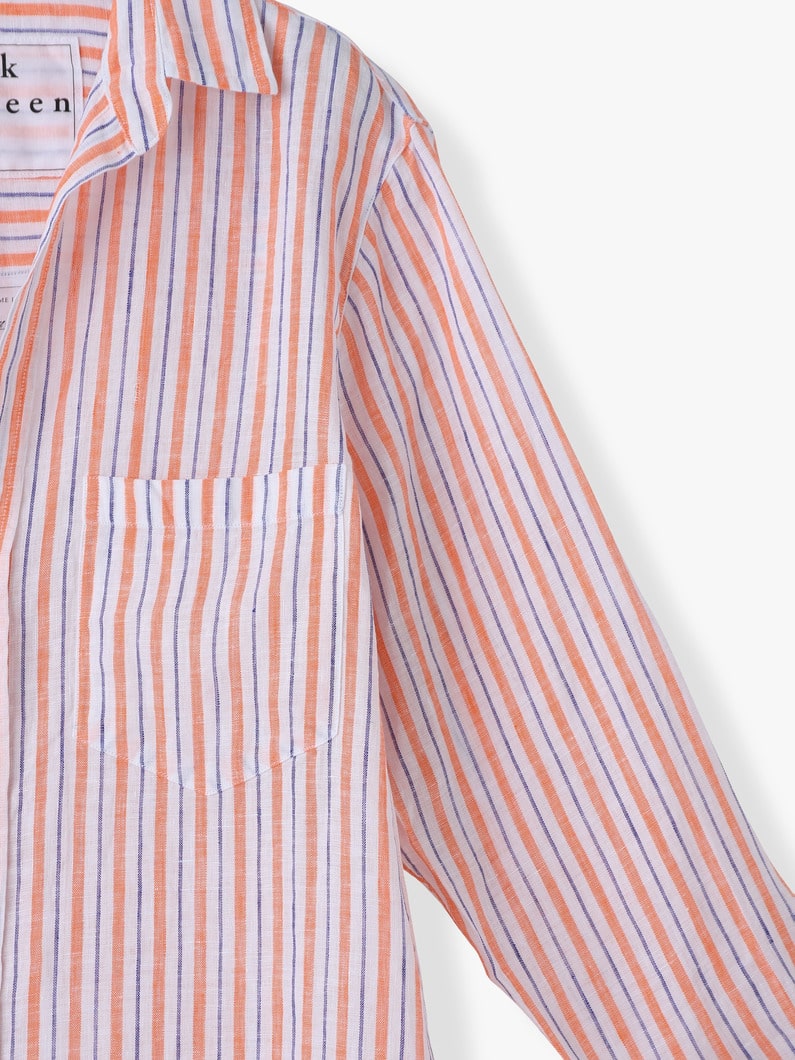 ローリー イタリアンリネン シャツドレス（マルチストライプ） 詳細画像 orange 2