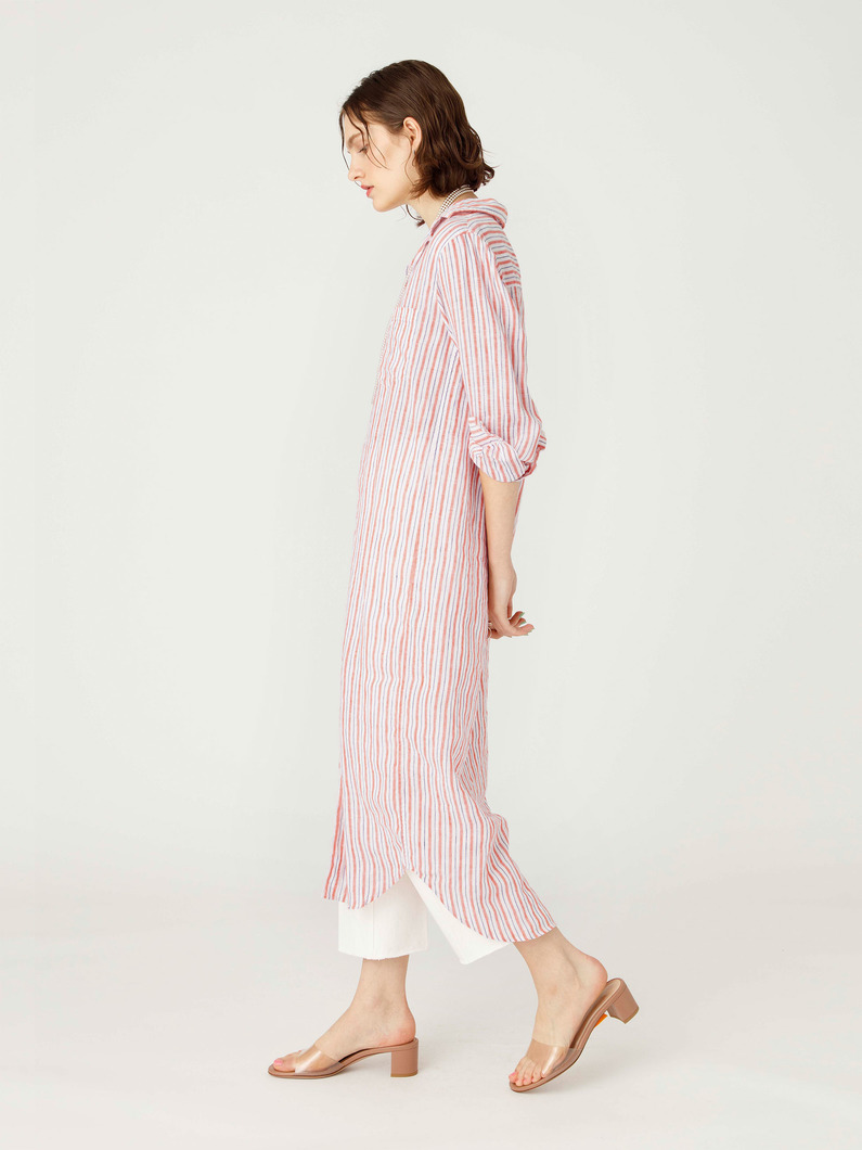 ローリー イタリアンリネン シャツドレス（マルチストライプ） 詳細画像 orange 3