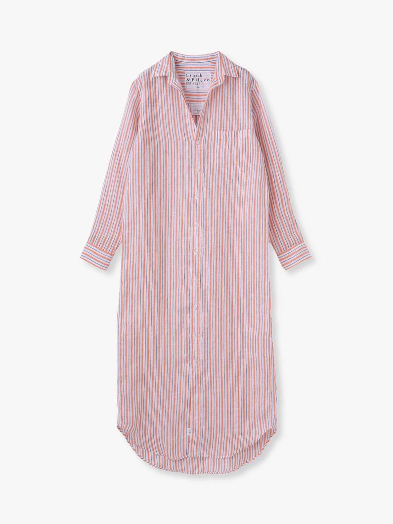 ローリー イタリアンリネン シャツドレス（マルチストライプ） 詳細画像 orange 5