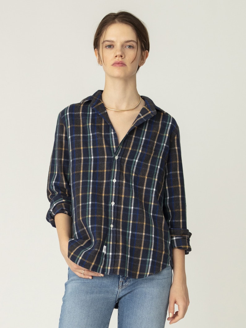 アイリーン イタリアンコットン チェックシャツ（ネイビー） 詳細画像 navy 1