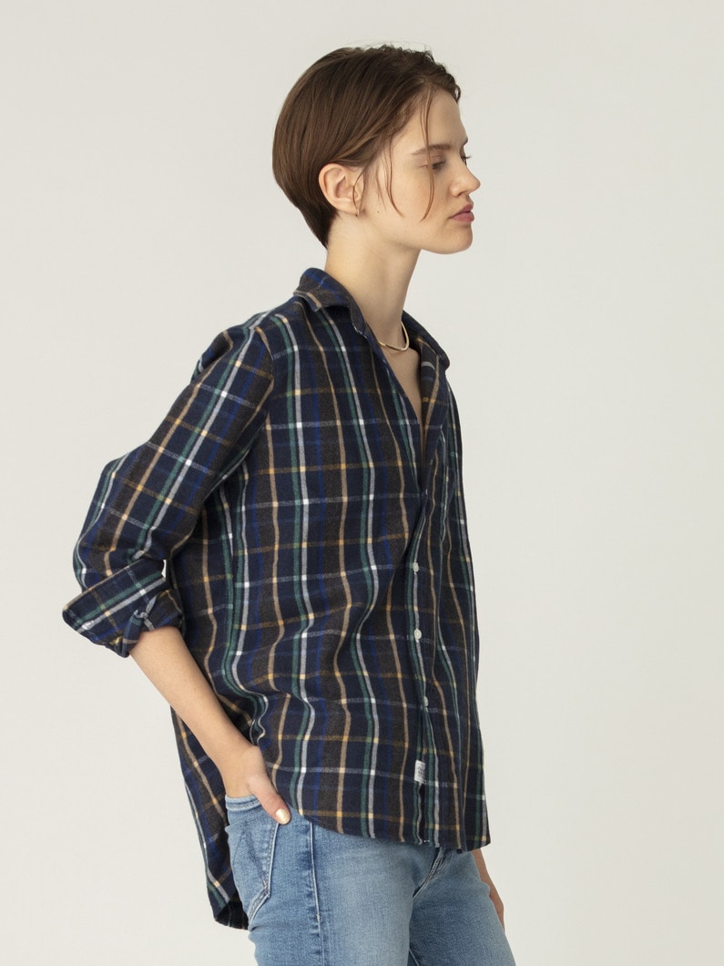 アイリーン イタリアンコットン チェックシャツ（ネイビー） 詳細画像 navy 2