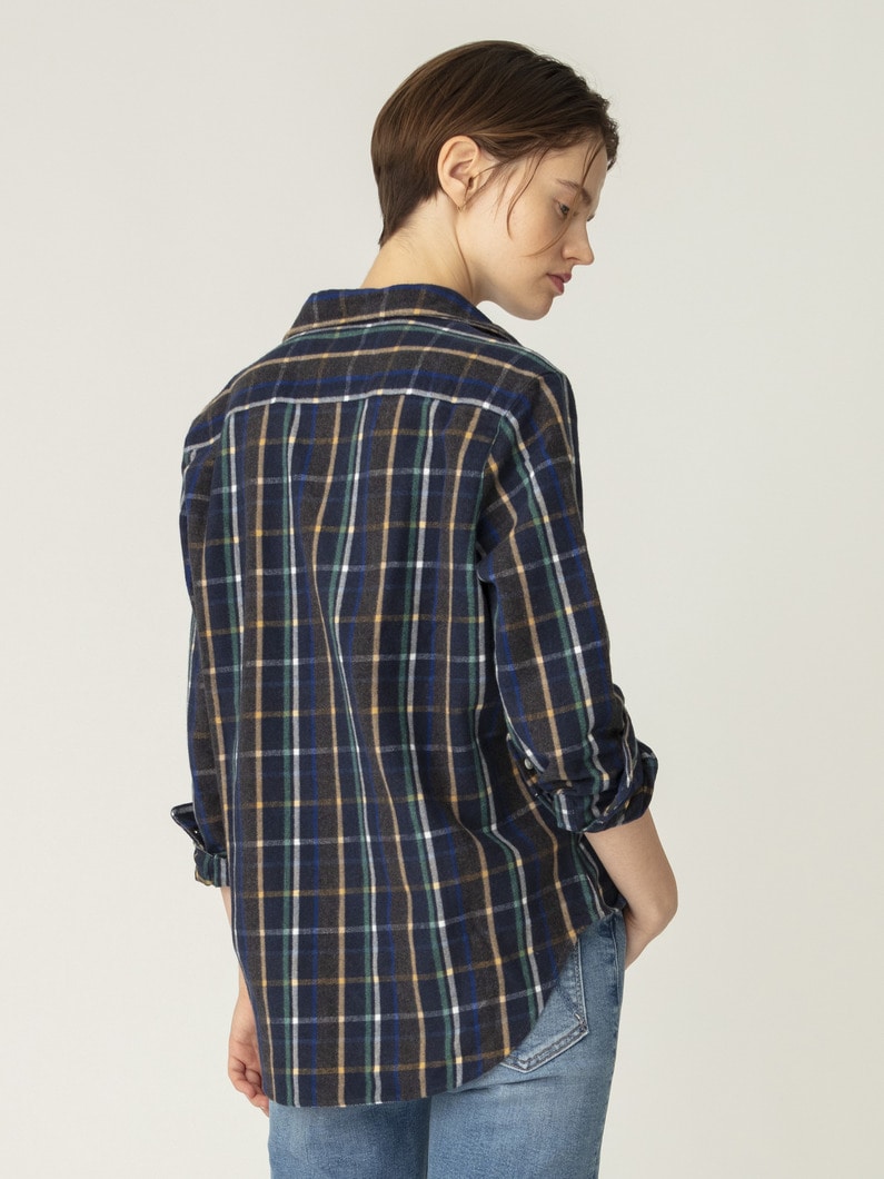 アイリーン イタリアンコットン チェックシャツ（ネイビー） 詳細画像 navy 3