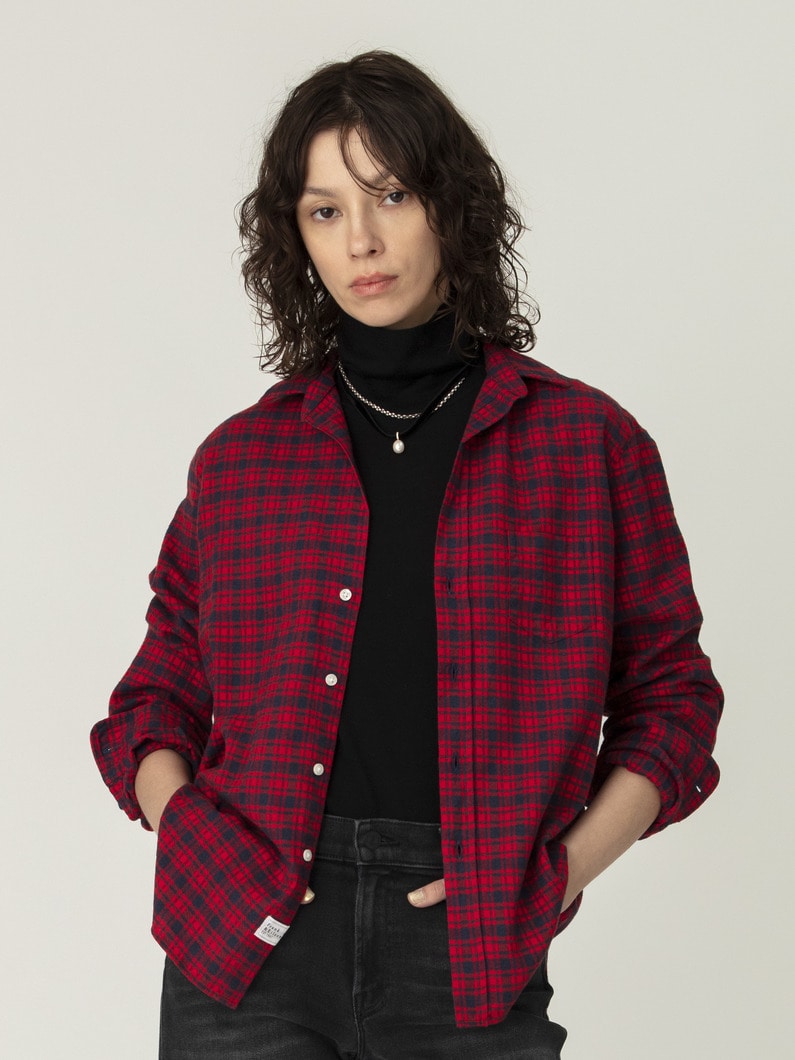 アイリーン イタリアンコットン チェックシャツ（ダークレッド） 詳細画像 dark red 1