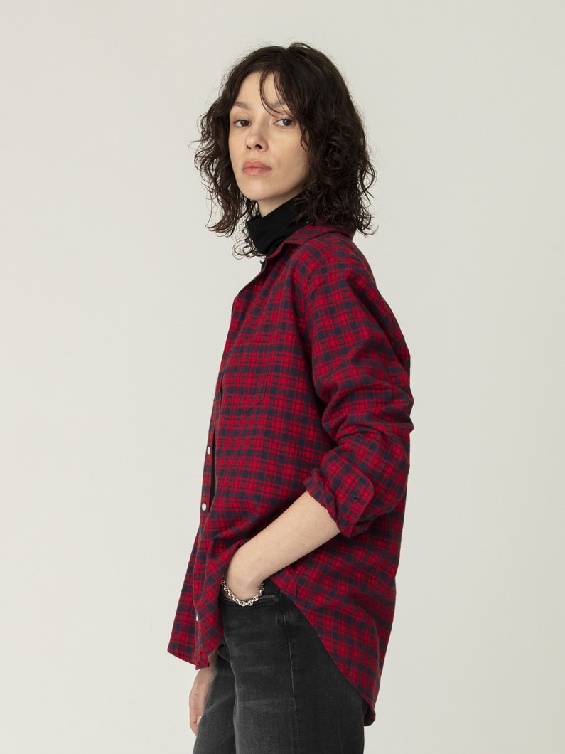 アイリーン イタリアンコットン チェックシャツ（ダークレッド） 詳細画像 dark red 2