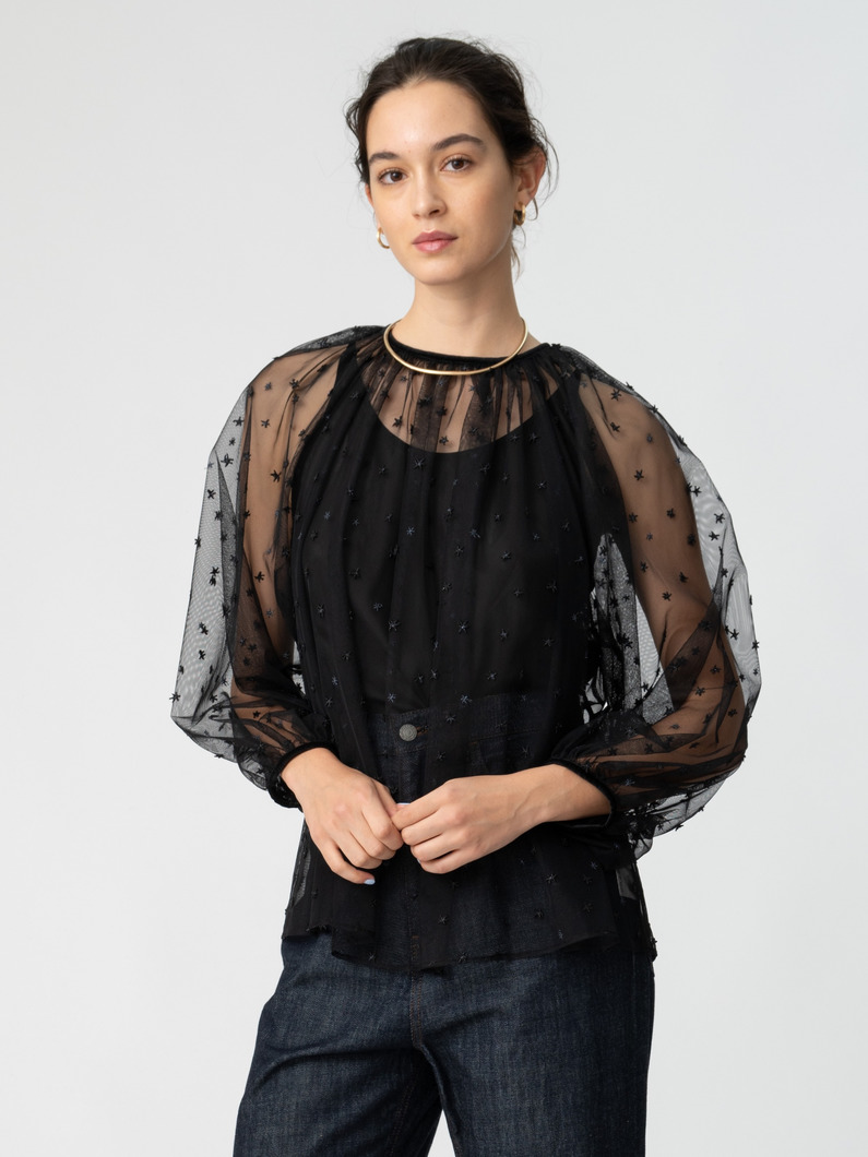 チュール スター ブラウス 詳細画像 black 2