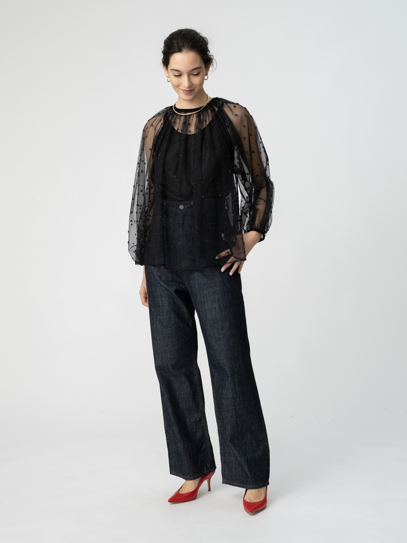 チュール スター ブラウス 詳細画像 black 3