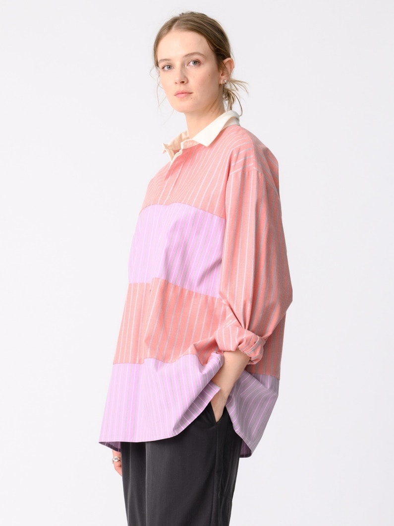 ストライプ ラガーシャツ 詳細画像 coral 3