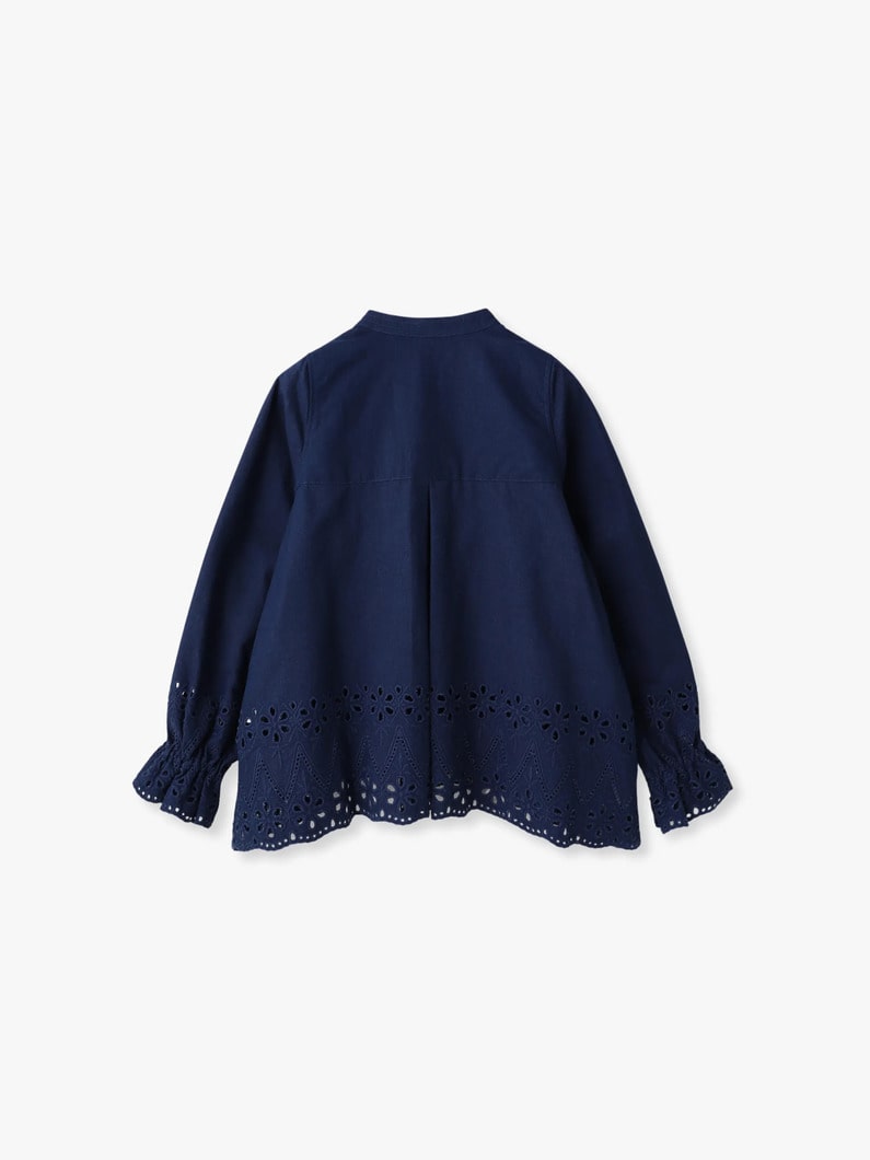 インディゴ カットワーク ブラウス（ブルー/ライトブルー） 詳細画像 blue 1