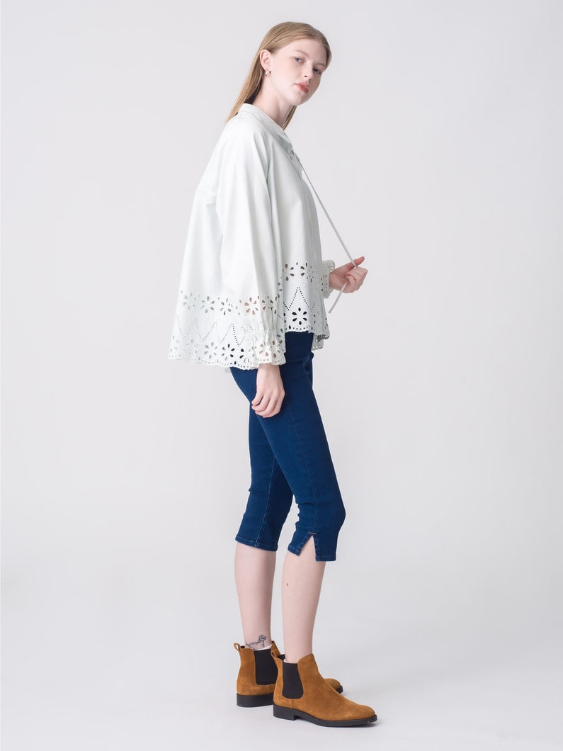 インディゴ カットワーク ブラウス（ブルー/ライトブルー） 詳細画像 light blue 2