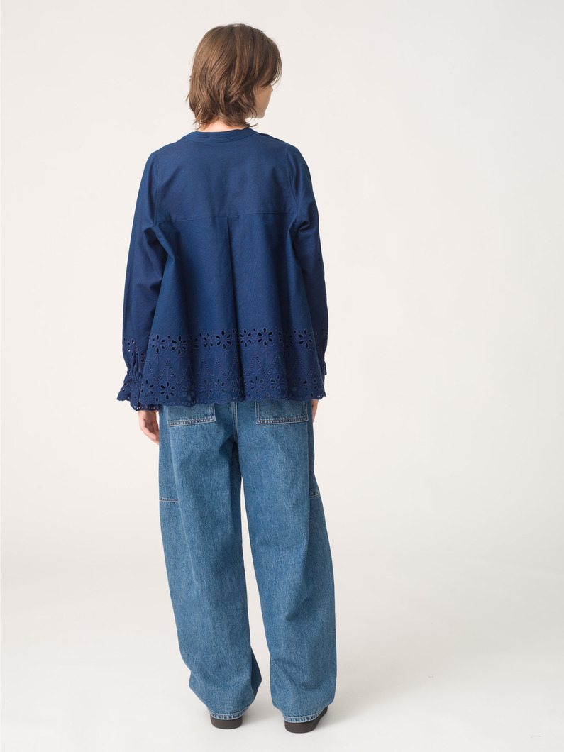 インディゴ カットワーク ブラウス（ブルー/ライトブルー） 詳細画像 blue 3