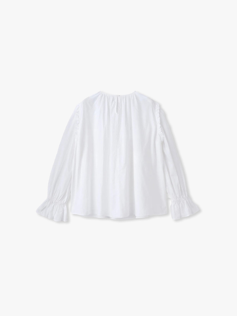 フリルブラウス（ホワイト/ブラック） 詳細画像 black 1