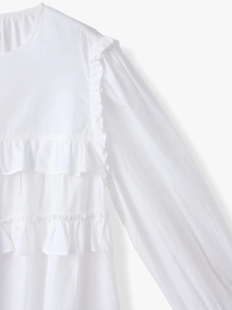 フリルブラウス（ホワイト/ブラック） 詳細画像 black 2