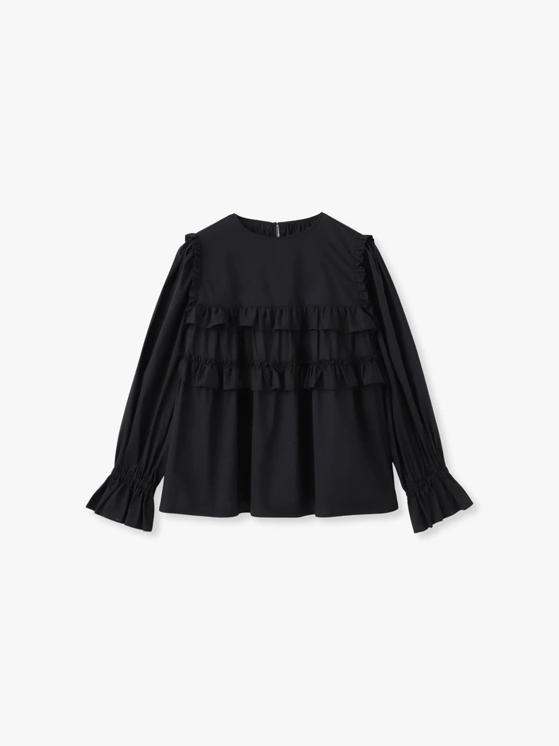 フリルブラウス（ホワイト/ブラック） 詳細画像 black 4