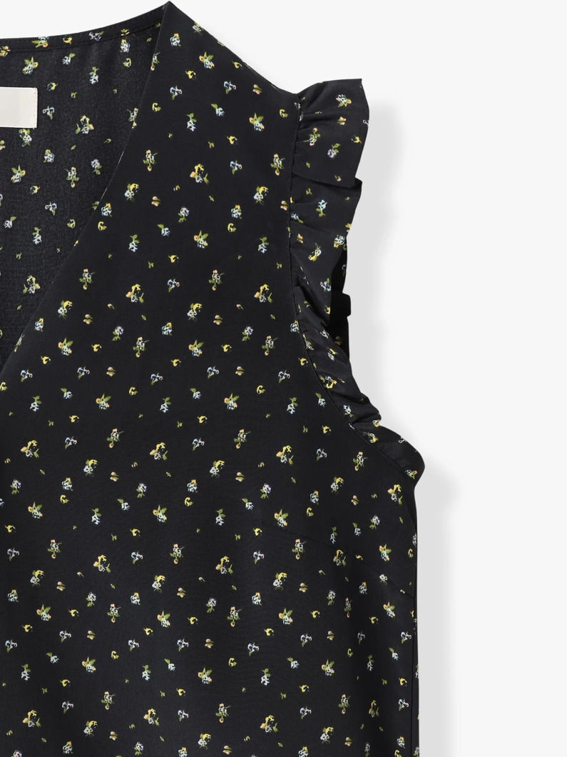 フラワープリント ウィングスリーブ トップ（アイボリー/チャコールグレー） 詳細画像 charcoal gray 2