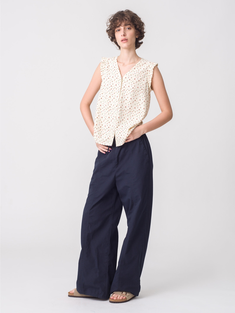 フラワープリント ウィングスリーブ トップ（アイボリー/チャコールグレー） 詳細画像 ivory 2