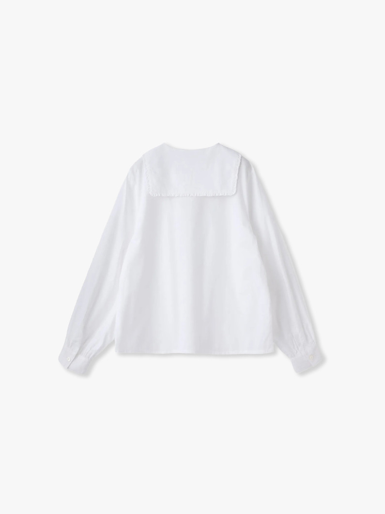 フリルカラー ブラウス（ホワイト/ブラック） 詳細画像 black 1