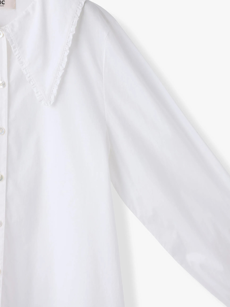 フリルカラー ブラウス（ホワイト/ブラック） 詳細画像 black 2