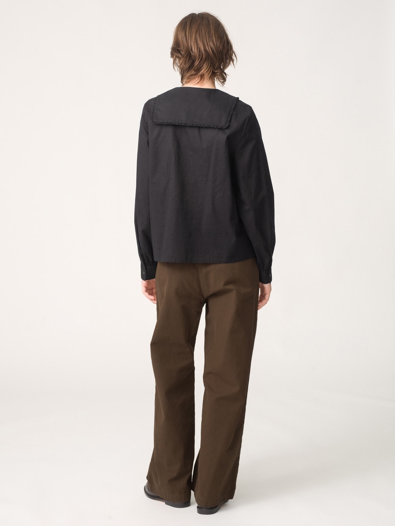 フリルカラー ブラウス（ホワイト/ブラック） 詳細画像 black 3