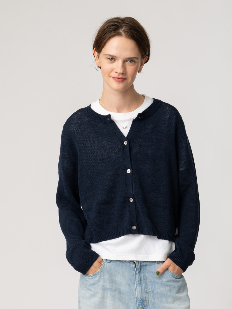 ジョシー カーディガン（ネイビー/ピンク） 詳細画像 navy