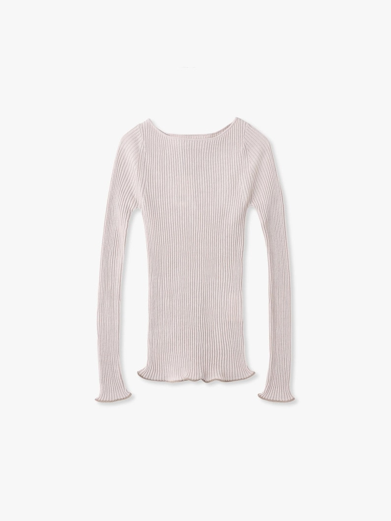 ウールシルク リブニットトップ 詳細画像 ivory