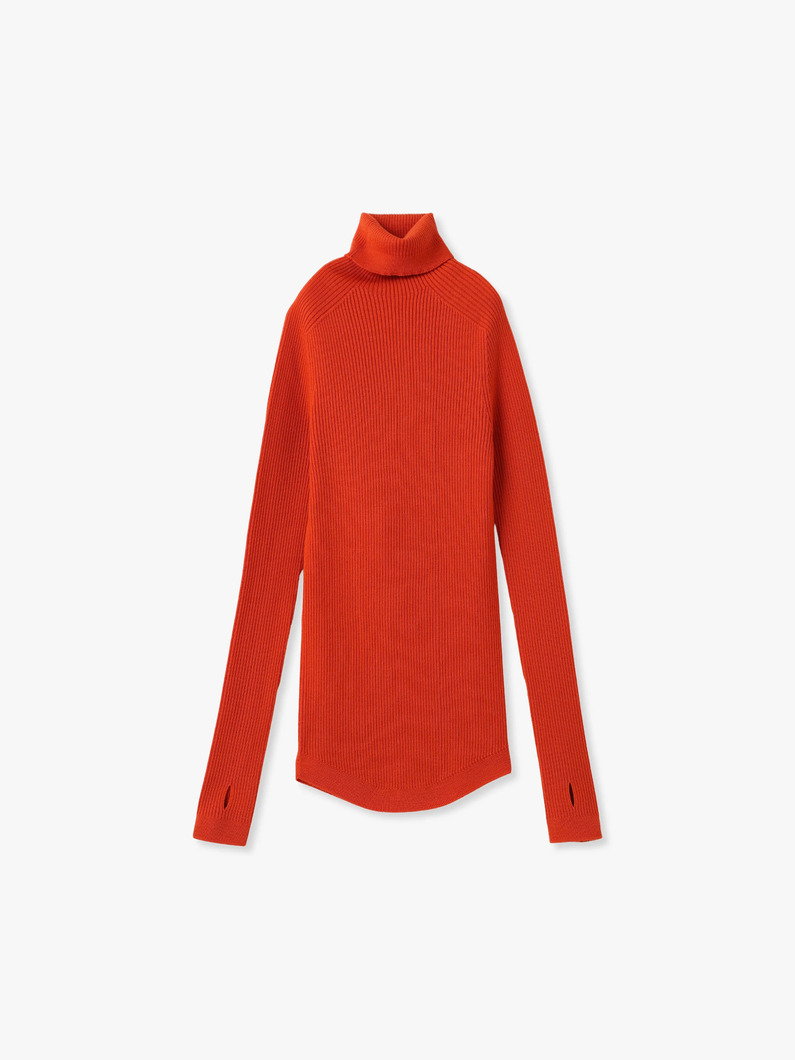 ホールガーメント タートルネック ニットトップ（オレンジ/ロイヤルブルー） 詳細画像 orange 2