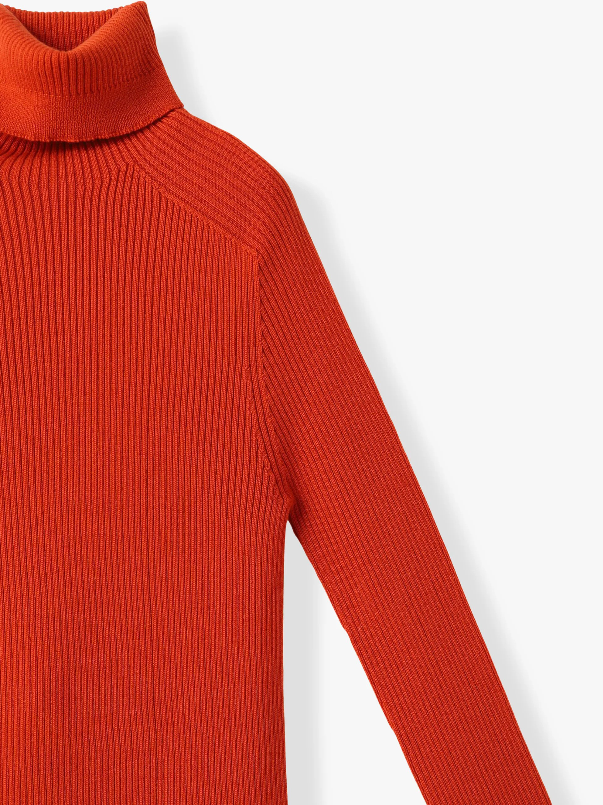 ホールガーメント タートルネック ニットトップ（オレンジ