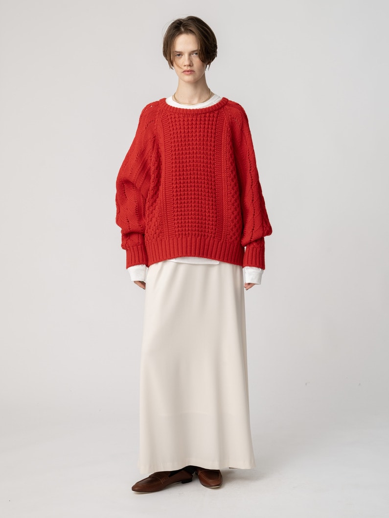 ミックスケーブル ニット プルオーバー 詳細画像 red 2