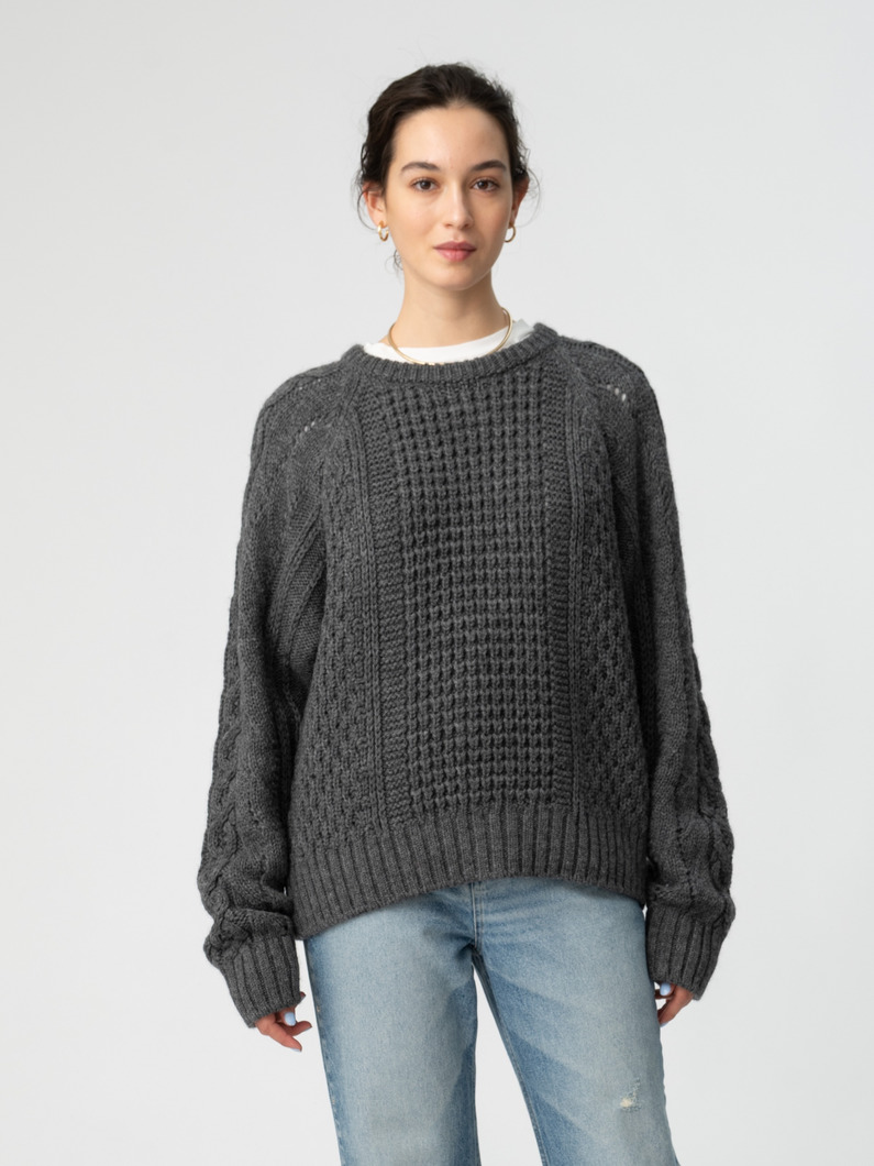 ミックスケーブル ニット プルオーバー 詳細画像 gray