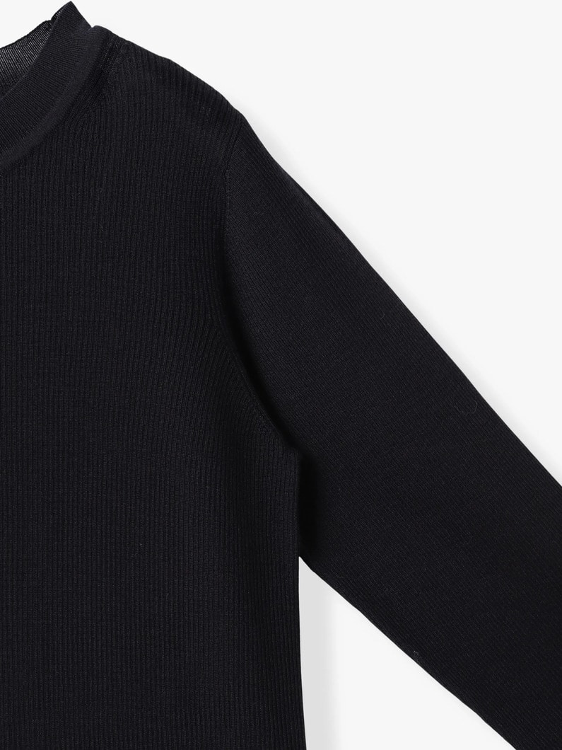 美品ロンハーマン クルーネック ニット長袖黒カシミア6%混合 ハイゲージリブ クルーネック ニットトップ｜Ron Herman(ロン