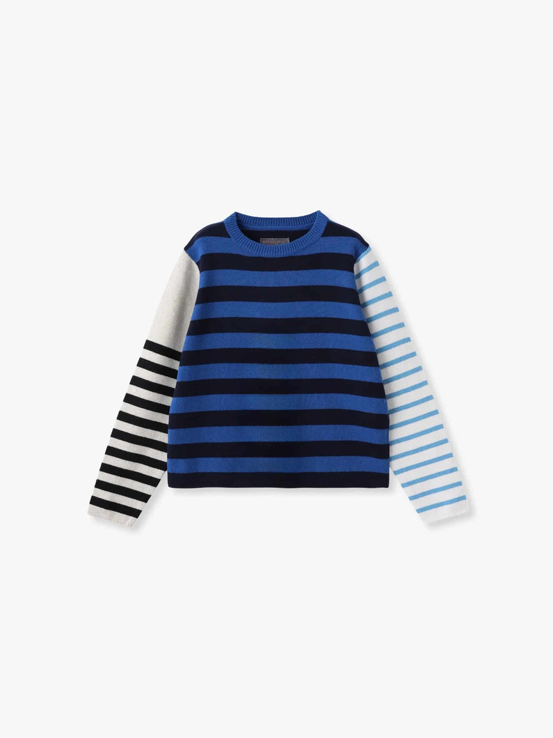 クレイジーストライプ ニットトップ 詳細画像 blue