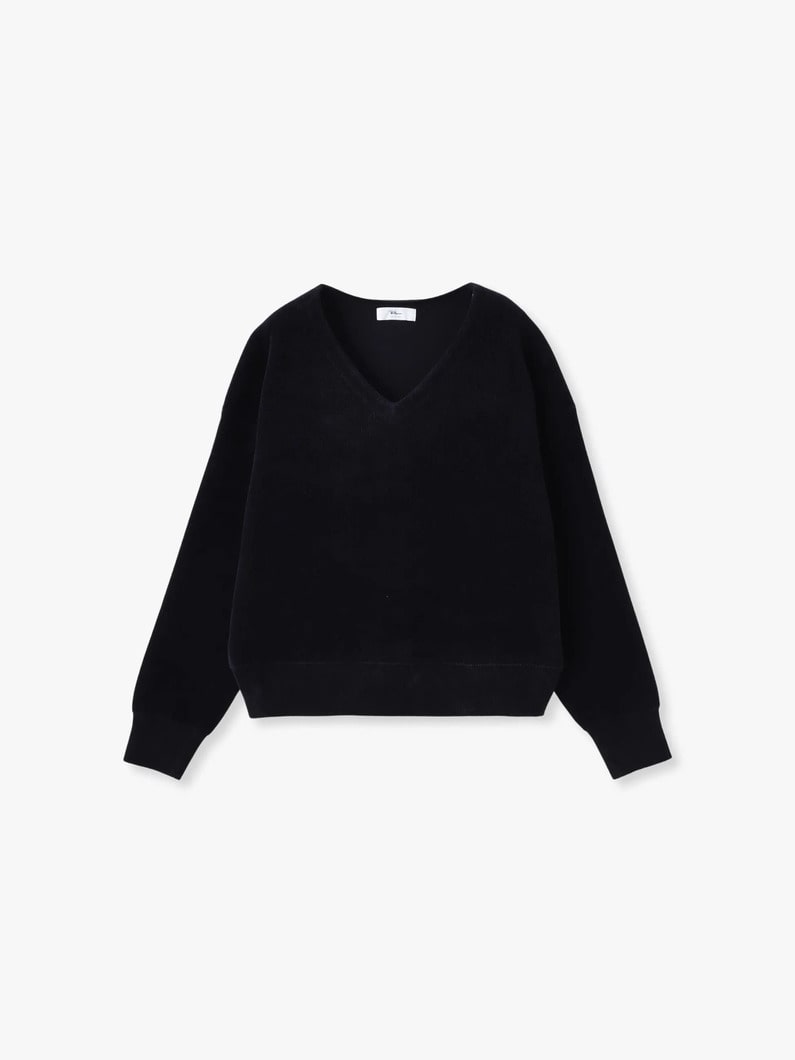 フリース Vネック ニットプルオーバー（ライトベージュ/ネイビー） 詳細画像 navy 2