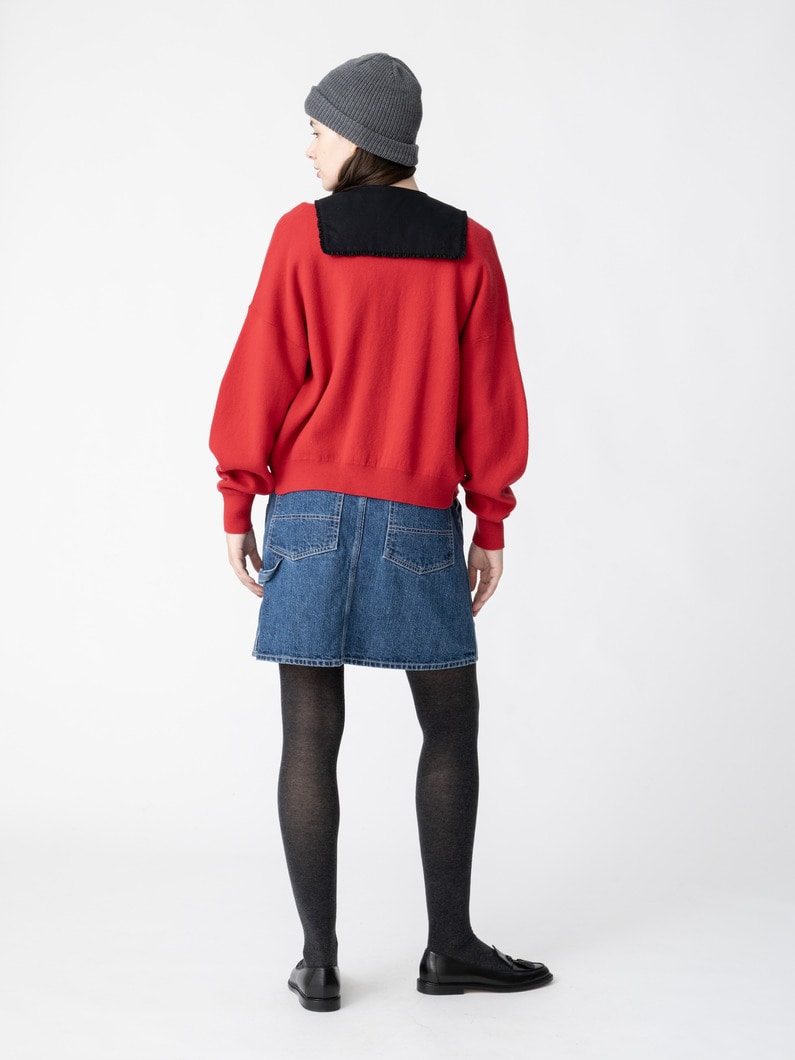 コットン カシミア カーディガン（ベージュ/チャコールグレー/ネイビー/レッド/オートミール） 詳細画像 red 3