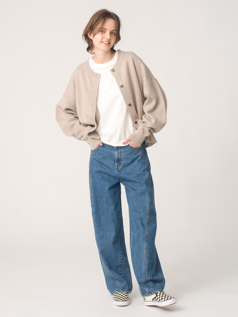 コットン カシミア カーディガン（ベージュ/チャコールグレー/ネイビー/レッド/オートミール） 詳細画像 beige 2