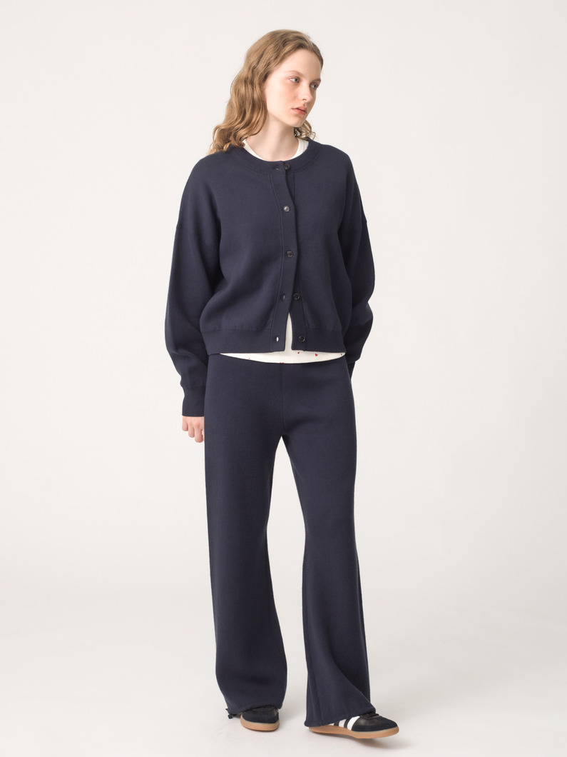 コットン カシミア カーディガン（ベージュ/チャコールグレー/ネイビー/レッド/オートミール） 詳細画像 navy 2