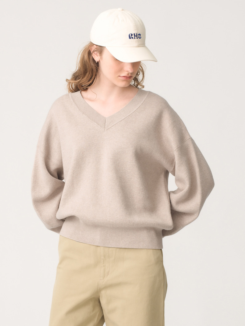 コットン カシミア プルオーバー（ベージュ/チャコールグレー/ネイビー/レッド/オートミール） 詳細画像 beige