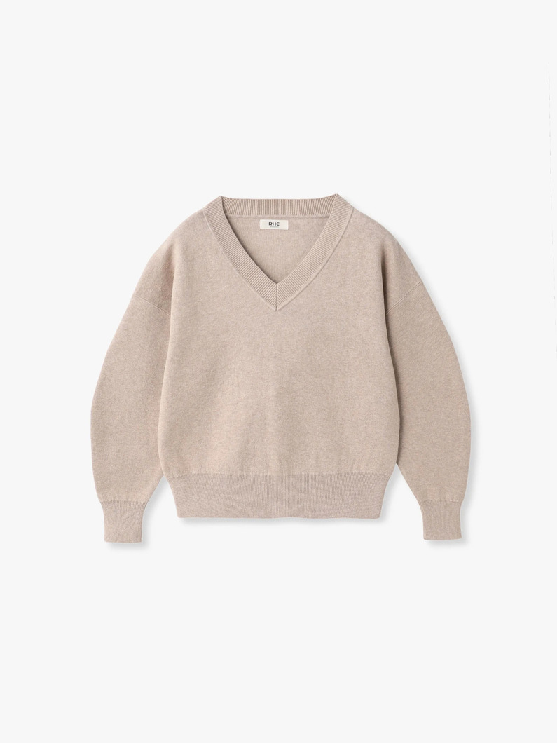 コットン カシミア プルオーバー（ベージュ/チャコールグレー/ネイビー/レッド/オートミール） 詳細画像 beige 4