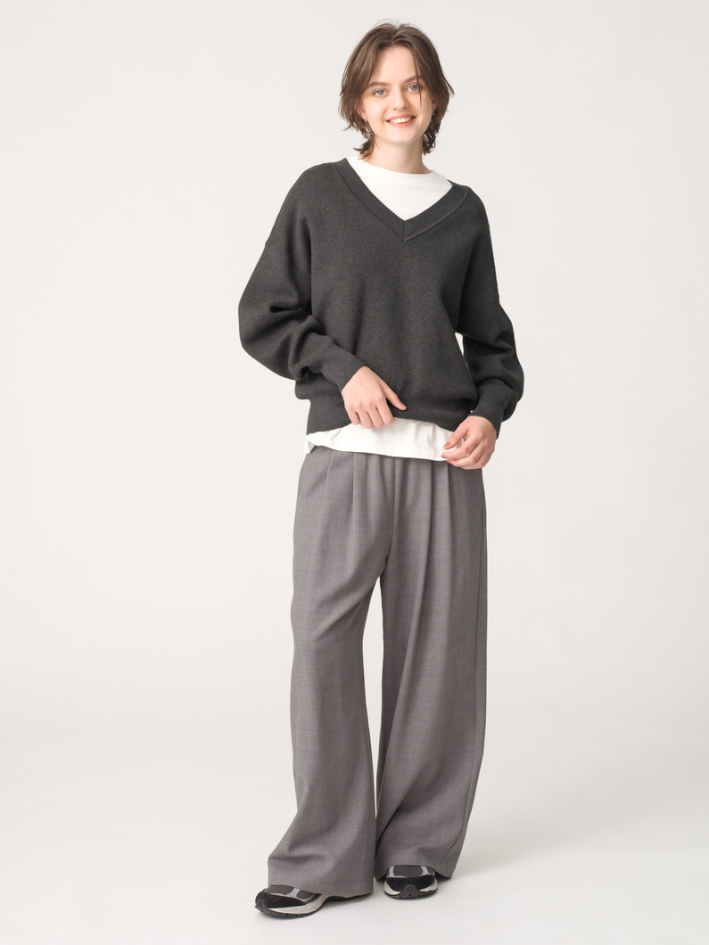 コットン カシミア プルオーバー（ベージュ/チャコールグレー/ネイビー/レッド/オートミール） 詳細画像 charcoal gray 2