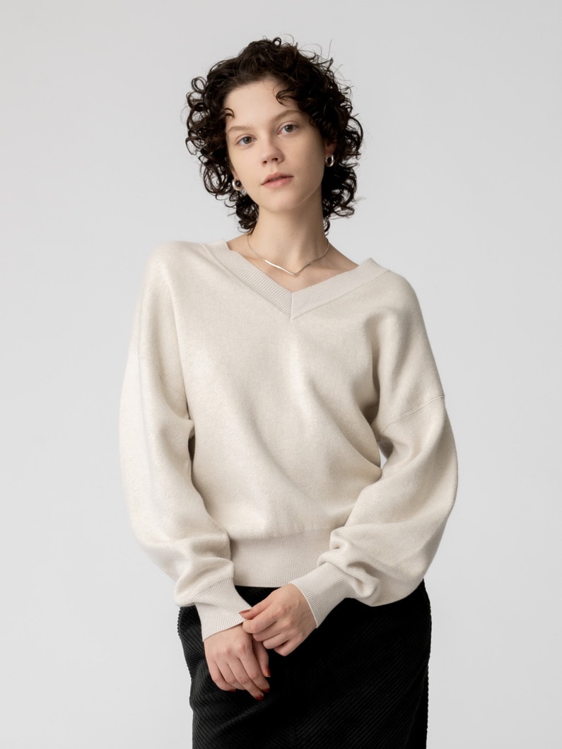 コットン カシミア プルオーバー（ベージュ/チャコールグレー/ネイビー/レッド/オートミール） 詳細画像 oatmeal