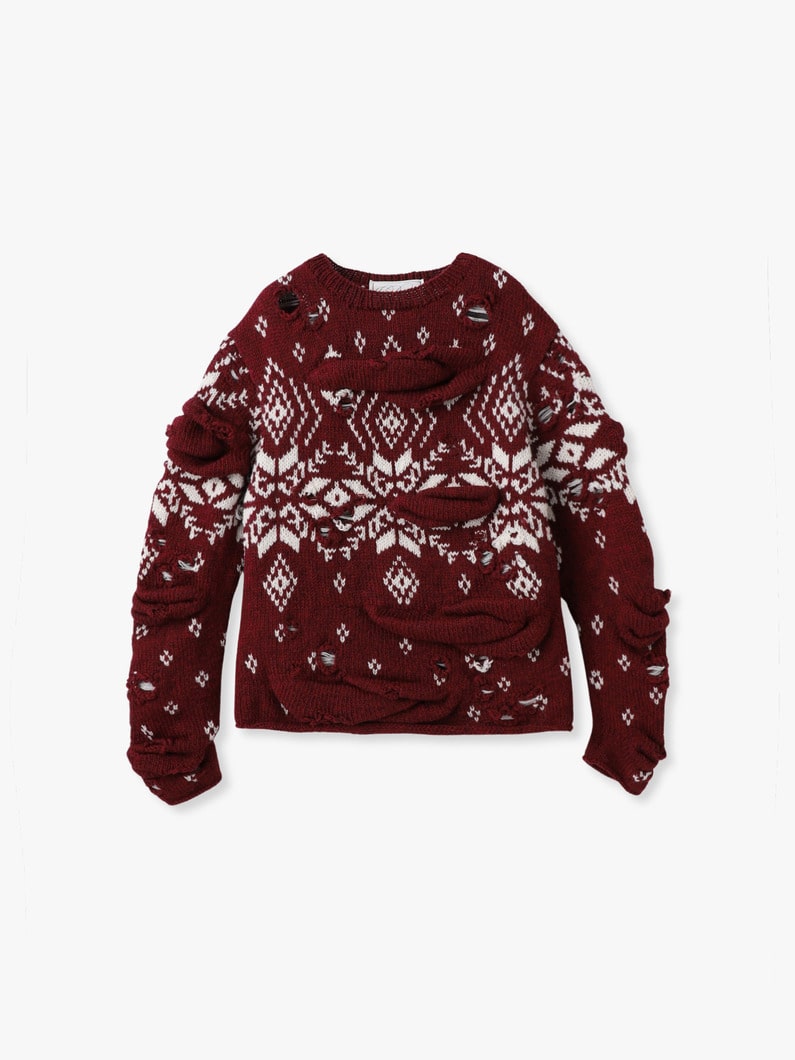 アンステイブル ノルディック ニットプルオーバー 詳細画像 burgundy