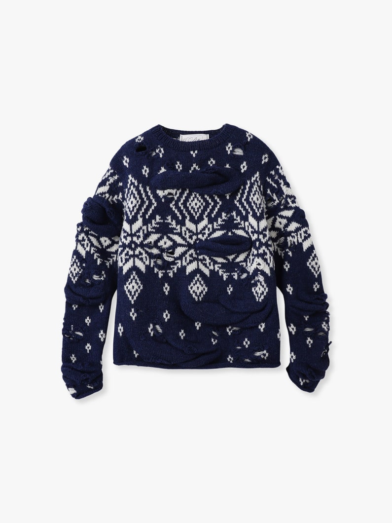 アンステイブル ノルディック ニットプルオーバー 詳細画像 dark blue