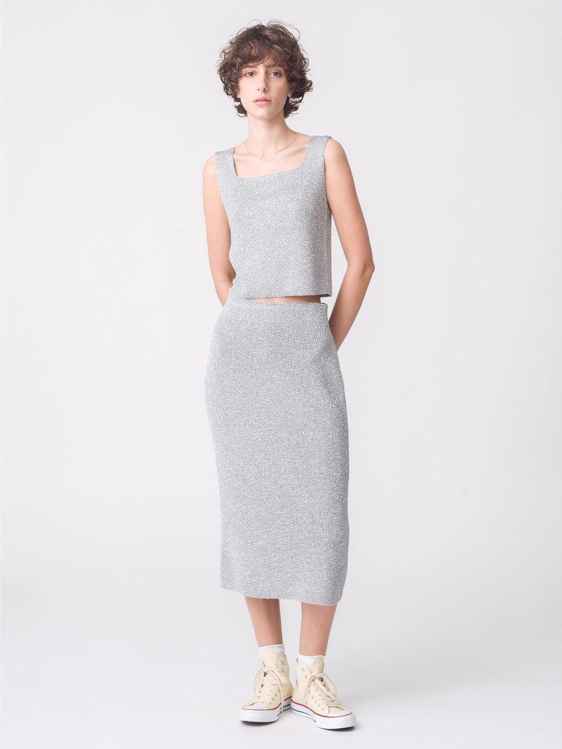 スパングル ニット キャミソールトップ（ブラック/シルバー） 詳細画像 silver 2