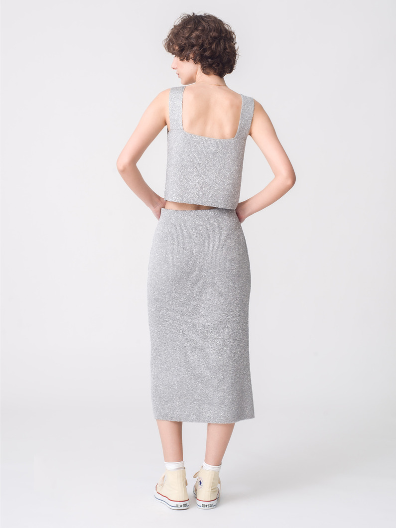 スパングル ニット キャミソールトップ（ブラック/シルバー） 詳細画像 silver 3