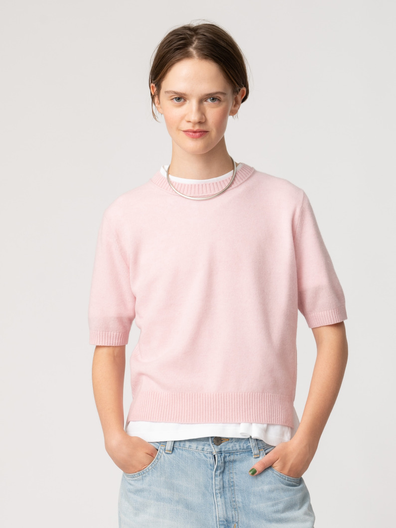 エコウール ニットトップ（ネイビー/ライトベージュ/ピンク） 詳細画像 pink 2