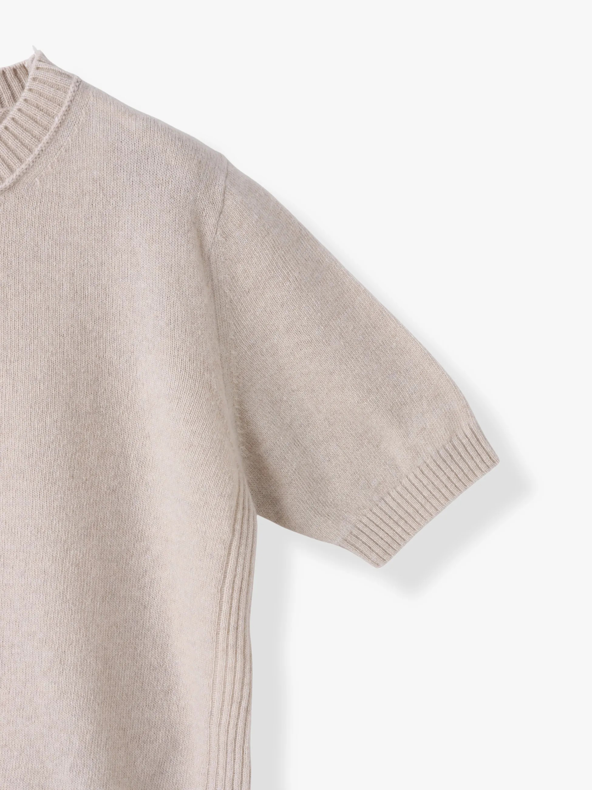 エコウール ニットトップ（ネイビー/ライトベージュ/ピンク