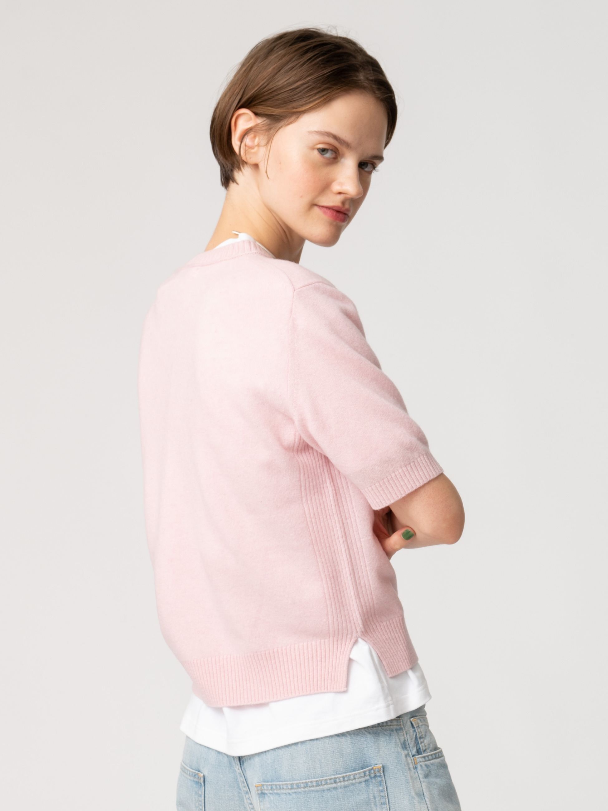 ニットトップス　BIOTOP ROKU Ron Herman FRAMeWORK エコウール ニットトップ（ネイビー/ライトベージュ/ピンク