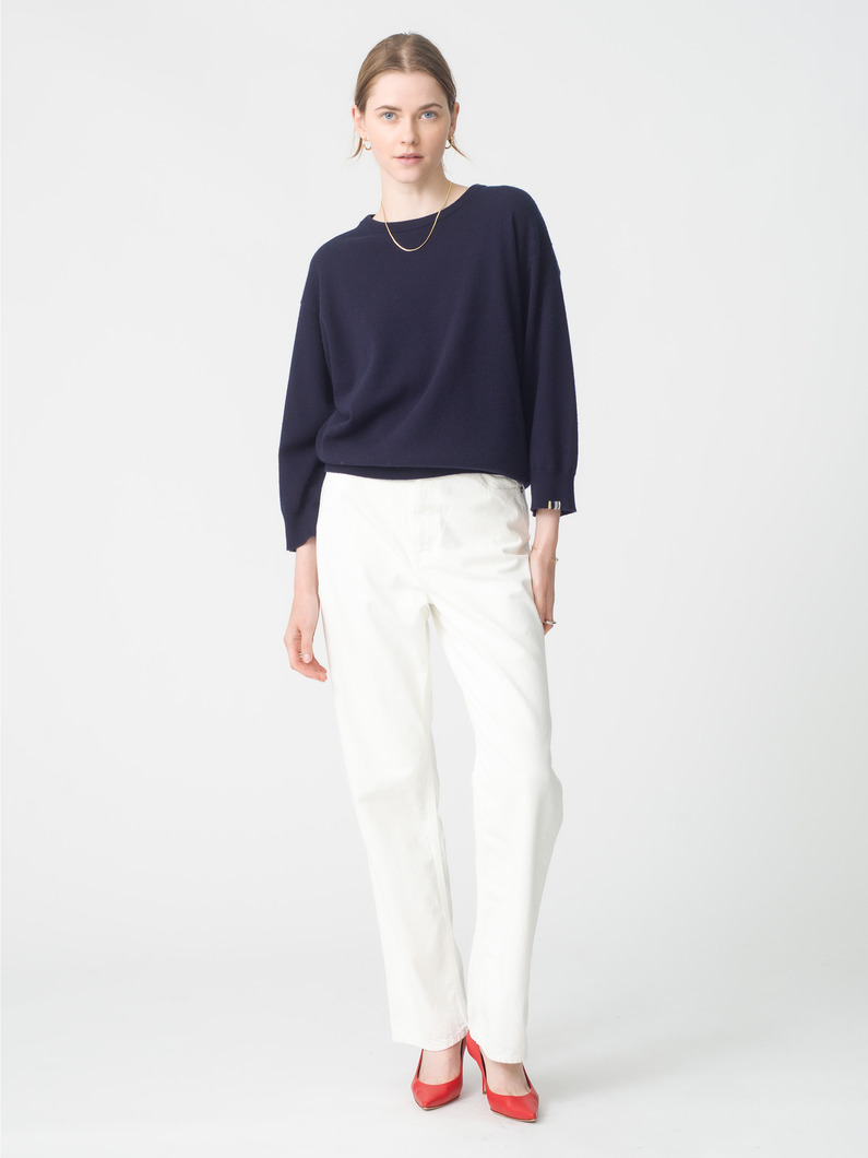 ジュエル クロップドスリーブ カシミア ニットトップ 詳細画像 navy 2