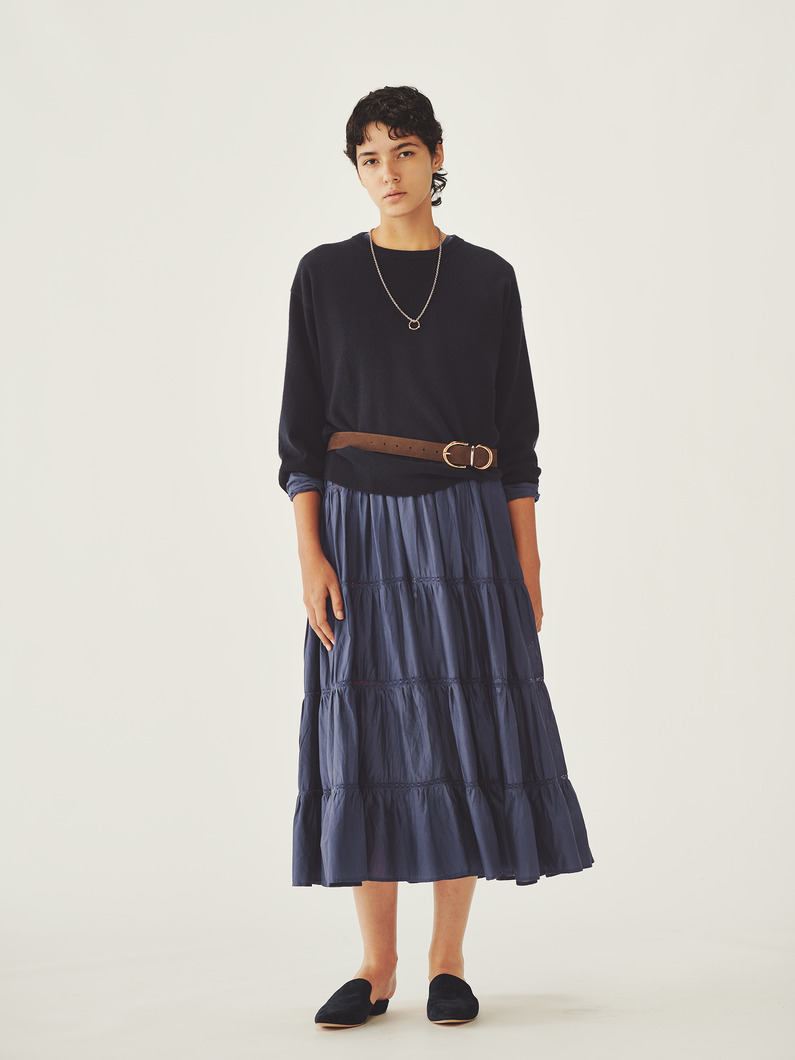 ジュエル クロップドスリーブ カシミア ニットトップ 詳細画像 navy 3